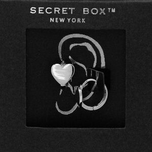 Secret Box New York Sterling Silver Dipped Heart Huggie Hoop Earrings (G)